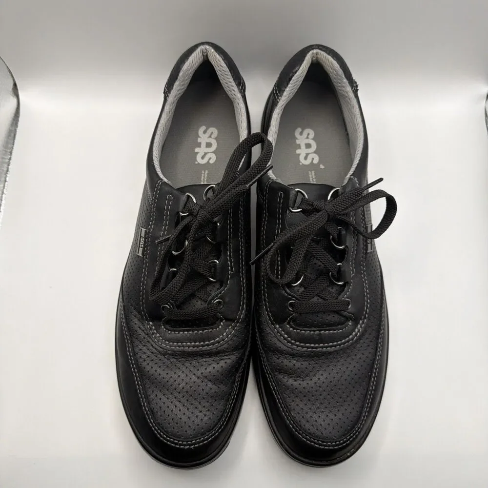 SAS Sporty Lux Walking Shoes Sneakers Women's Size 10 S Black Leather Orthotic